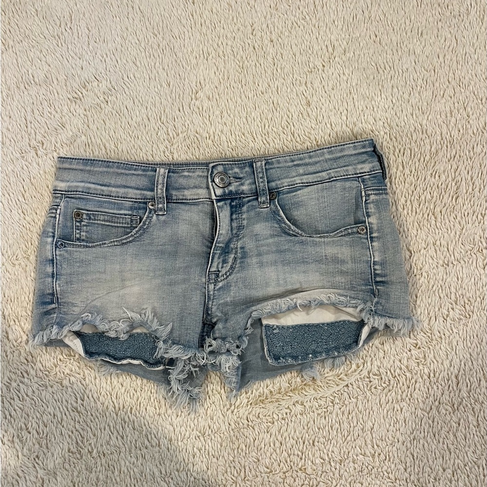 Denim Frayed Hem Women's Shorts
